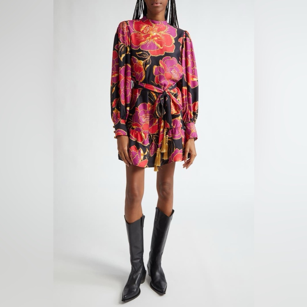 FARM Rio Black Dress with Red and Purple Floral Design - Picture 7 of 13